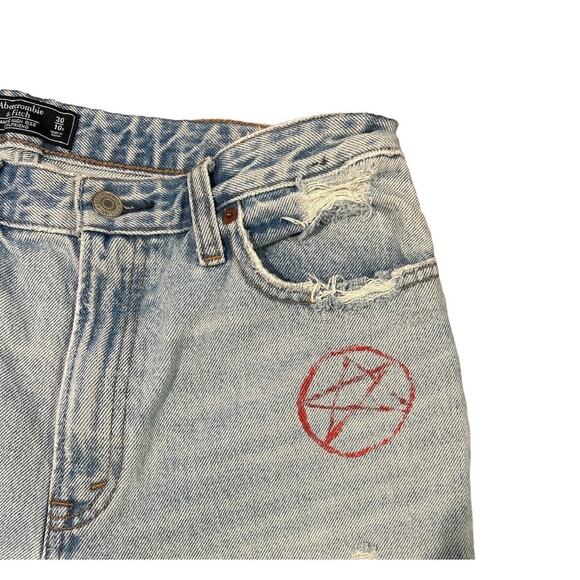 Abercrombie & Fitch 30 R Annie High Rise Girlfriend Light Wash Jeans Side Zipper - Picture 4 of 6